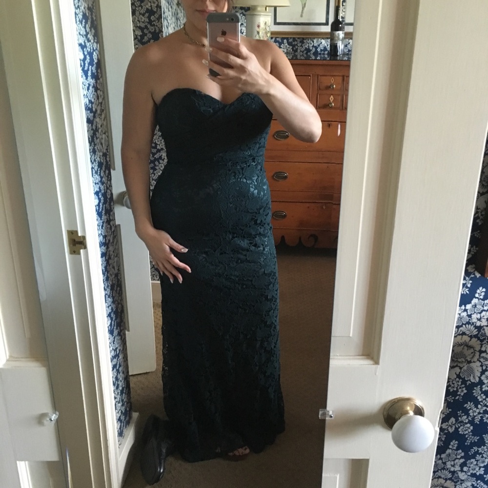 Lulu's Green Strapless Gown for Weddings - Picture 3 of 6